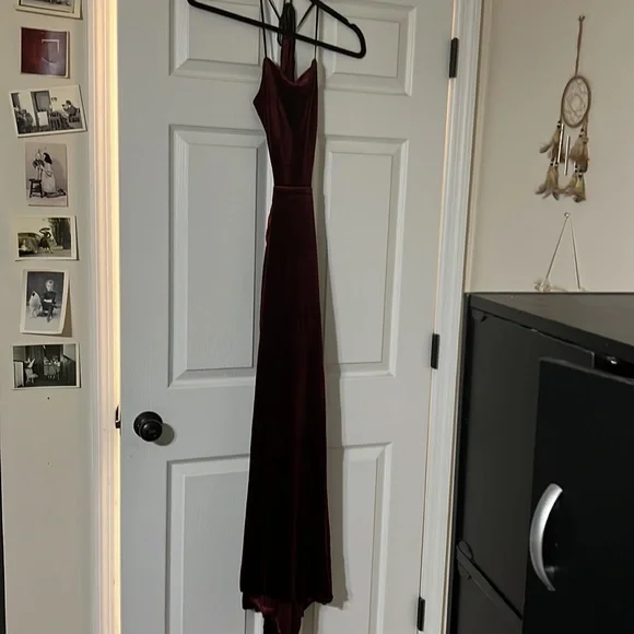 hommage from los angeles | Dresses | Burgundy Velvet Maxi Cocktail Dress  Size Large | Poshmark
